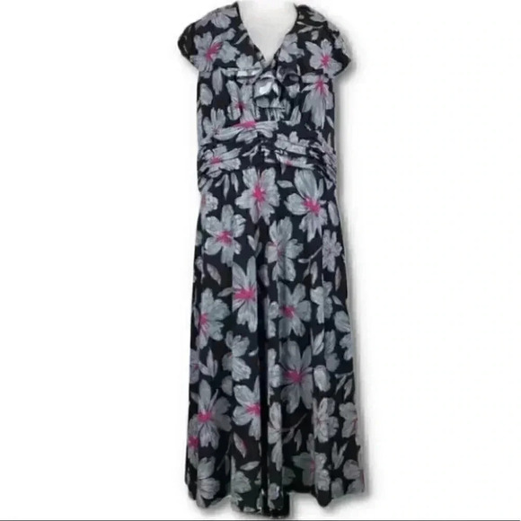 Vintage Dresses & Skirts - Evan Picone womens dress size 16 multicolored Floral v-neck 80s vintage